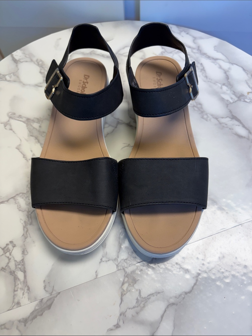 Dr. Scholl's Black Two-Strap Ankle Sandals